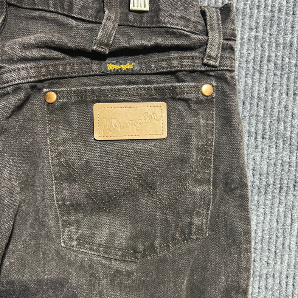 Vintage Wrangler Jeans Mens 33x32 Black Cowboy Cut 13MWZKL Straight Leg Denim - Picture 9 of 11